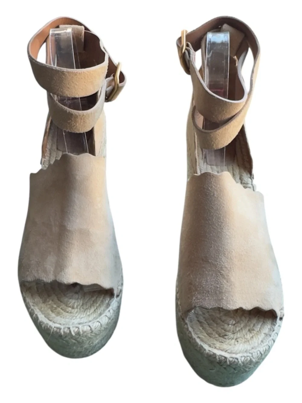 Chloe Reef Shell Suede Espadrille Wedge Platform Sandals Open Toe Size 40
